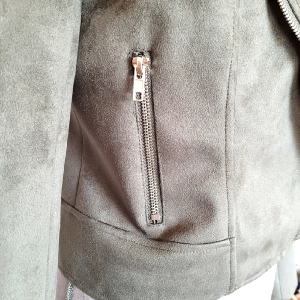NWT BB Dakota by Steve Madden Ladies Suede Moto Jacket Olive - Picture 6 of 12